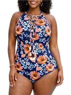 Cupshe Size Small Swimsuit One-Piece Floral Lace-Up Summer Beachwear Fun